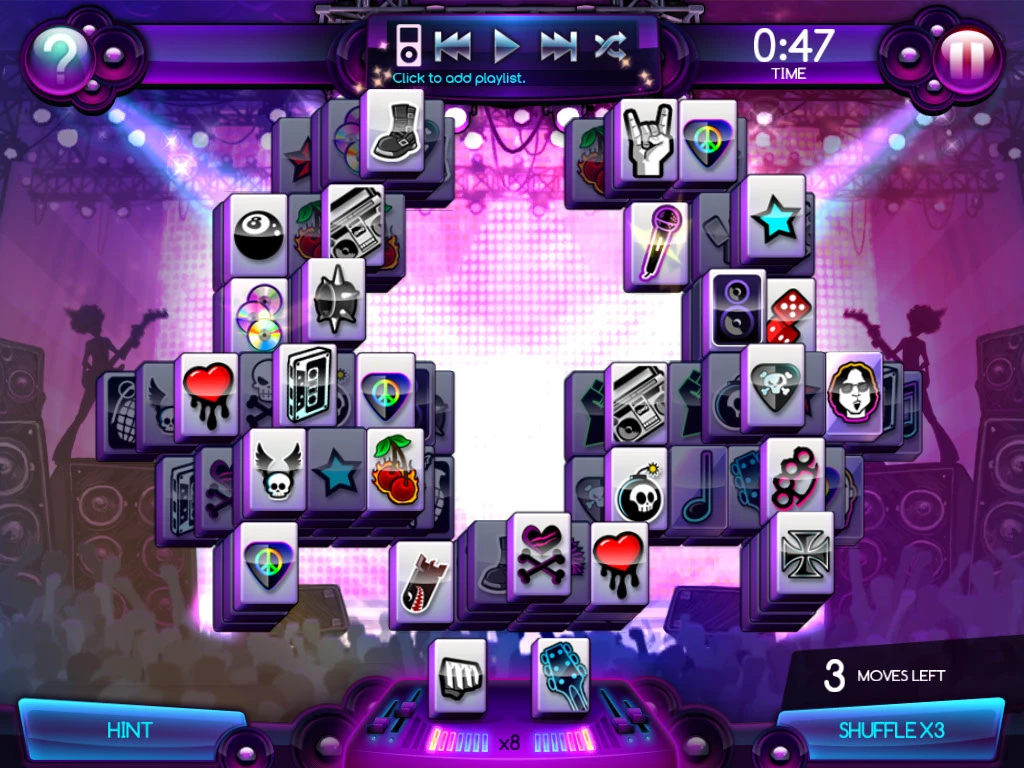 Rock Mahjong board with heart layout