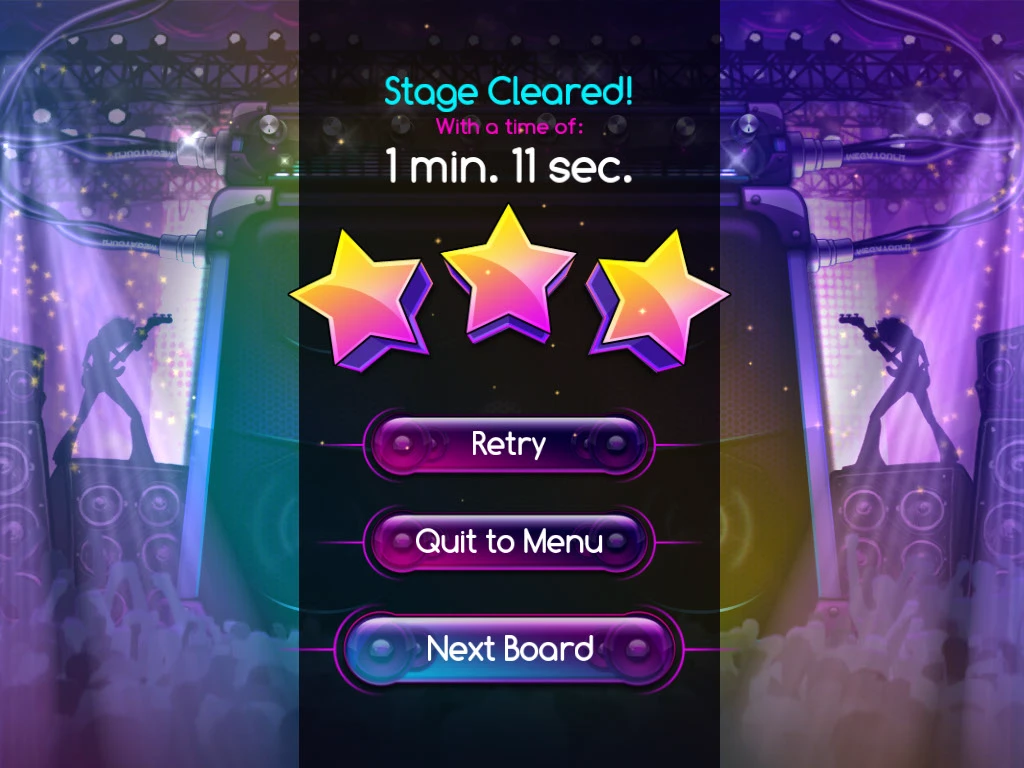 Rock Mahjong stage cleared screen